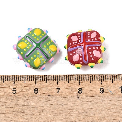 Стеклянные бусины из искусственного нефрита GLAA-L051-03-1