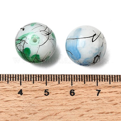 Непрозрачные с напылением стеклянные бусины DGLA-MSMC002-16mm-1