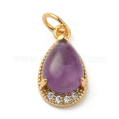 Подвески-капли из натурального аметиста G-A034-01G-04-1