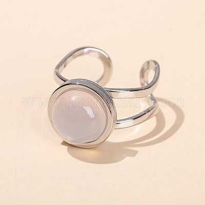 Кольца-манжеты из нержавеющей стали 304 и натурального белого нефрита FS-WGDE3F0-11-1