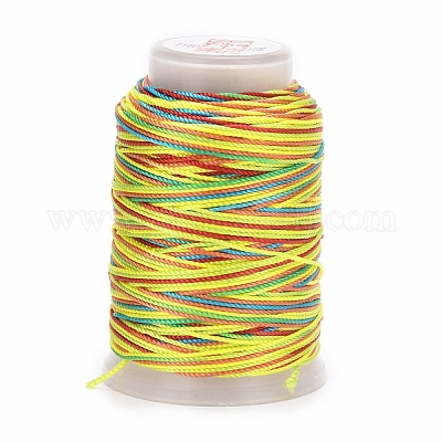 5 Rolls 12-Ply Segment Dyed Polyester Cords, Milan Cord, Round, Yellow,  0.4mm, about 71.08 Yards(65m)/Roll