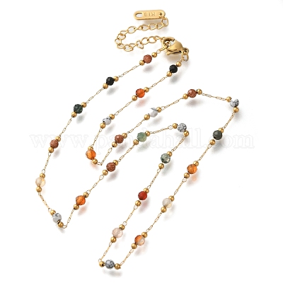 Ионное покрытие (ip) ожерелья из нержавеющей стали 304 NJEW-H037-03G-1