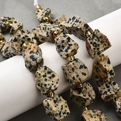 Необработанные грубые натуральные нити бусин из далматинской яшмы G-Z087-A01-1