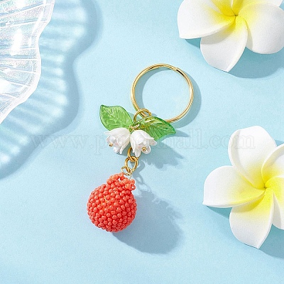 Брелки из стеклянных бусин ручной работы в виде граната 3D KEYC-MZ00049-1