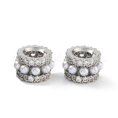 Реечное покрытие латунь микро паве кубический цирконий европейские бусины KK-P247-15P-1