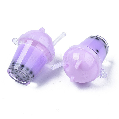 Подвески из смолы с имитацией пузырькового чая / чая с молоком боба RESI-S401-01D-1