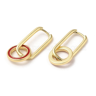 Серьги-кольца с настоящим позолоченным латунным кольцом 18 карат EJEW-L268-022G-03-1