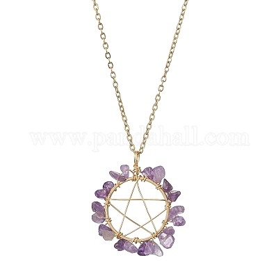 Ожерелья с подвесками из натуральных и синтетических драгоценных камней NJEW-JN04643-1