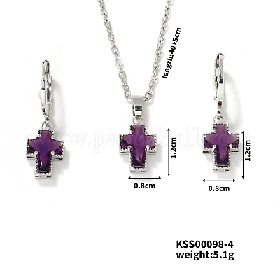 Элегантный комплект из латунного колье со стразами и серег-кольца для женщин&nbsp;LS-XB3228-3-1