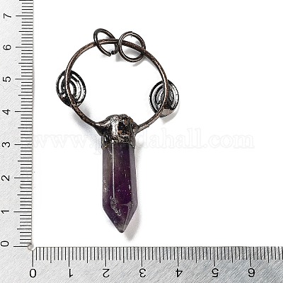 Большие подвески с острыми пулями и натуральным аметистом G-A221-02F-1