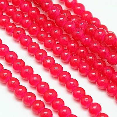 Имитация нефрита стеклянные круглая бусина нити GLAA-A022C-6mm-M-1