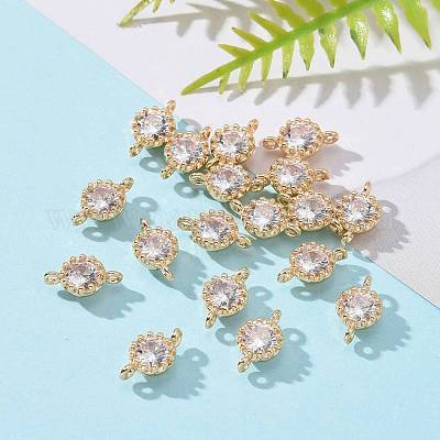 Цветок латунь микро проложить кубический цирконий звенья разъемы X-ZIRC-L054-09KCG-NR-1