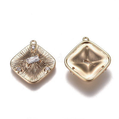 Латунные микропаве прозрачные подвески с фианитом ZIRC-I030-14G-1