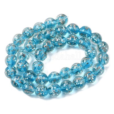 Светящиеся нити из золотистого песка в технике лэмпворк ручной работы LAMP-P051-L07-10mm-01-1