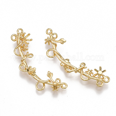 Латунь сеттинги подключения горный хрусталь KK-T038-72G-1