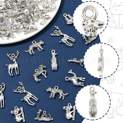 50 шт. подвески в виде животных из сплава в тибетском стиле FIND-FS0004-34-1