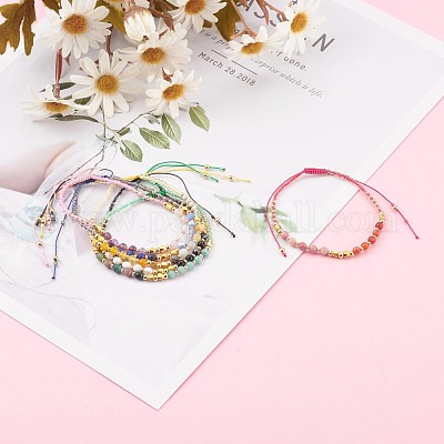 Регулируемые нейлоновые шнур плетеный браслеты из бисера BJEW-JB06024-1