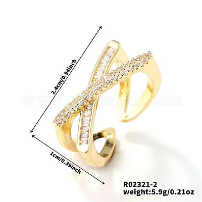 Кольца-манжеты в стиле хип-хоп из латуни с микропаве из прозрачных кубических цирконий для женщин DB5338-2-1