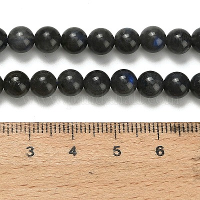 Натуральные черные лабрадоритные бусинки G-L642-B15-6mm-1