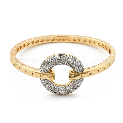 Женские браслеты на шарнирах из латуни с микропаве и прозрачным фианитом BJEW-K274-03G-1