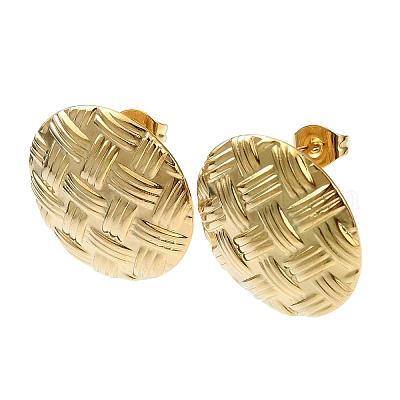 Серьги-гвоздики из нержавеющей стали 201 с ионным покрытием (IP) EJEW-K270-24G-1