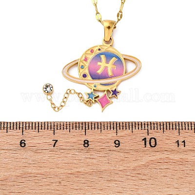 Ожерелья с подвеской в виде планеты и созвездия из нержавеющей стали 304 с перламутровой эмалью NJEW-D310-01H-G-1