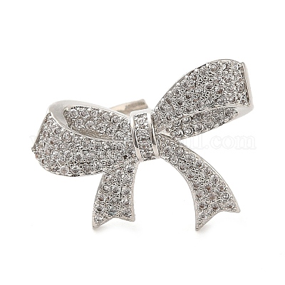 Латунные микро проложить манжеты кольца кубического циркония RJEW-P102-02P-1