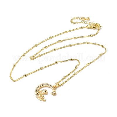 Ожерелья с подвесками из латуни с прозрачным фианитом и прозрачным фианитом NJEW-K269-05G-08-1