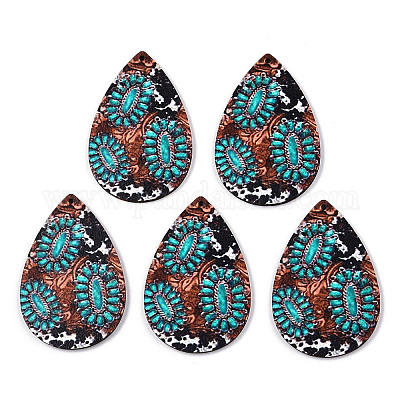 Большие подвески из липы с односторонним принтом WOOD-TAC0021-12A-1