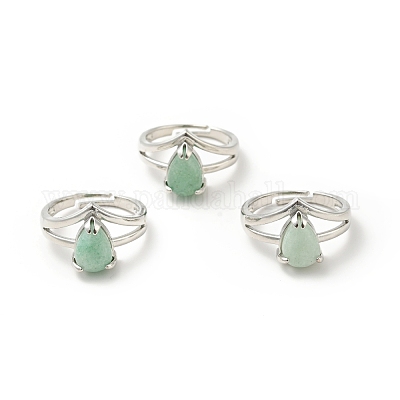 Регулируемые кольца с драгоценными камнями RJEW-G264-01P-1