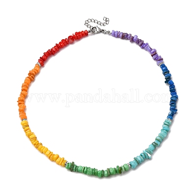 Ожерелья из бусин чакры из натуральных окрашенных пресноводных ракушек NJEW-JN05486-1