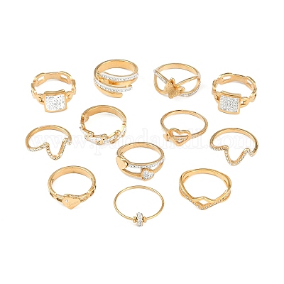 Кольцо на палец с кристаллами и стразами RJEW-MSMC002-17G-1