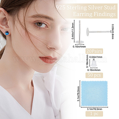 Orecchini A Bottone In Argento 925 Con Perle Finte Da 4mm - Eleganti E Piccoli - 3
