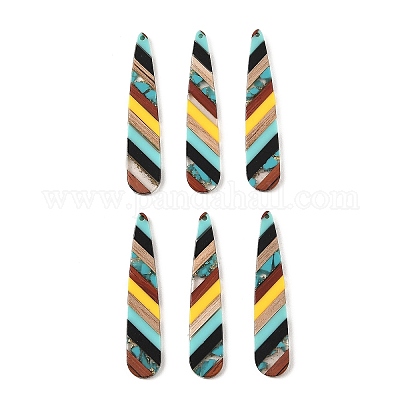 Большие подвески из прозрачной смолы и орехового дерева RESI-E050-01A-05-1