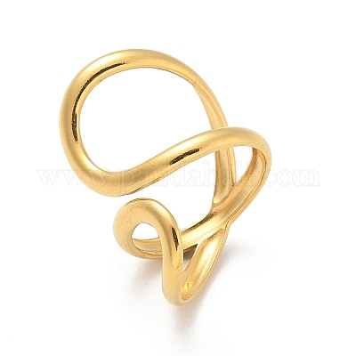 Открытое кольцо-манжета из нержавеющей стали 304 с ионным покрытием (IP) для женщин RJEW-M025-02G-1