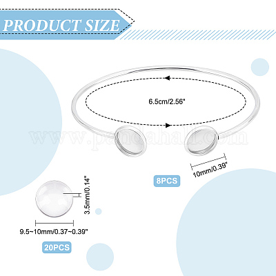8шт регулируемый браслет-манжета из нержавеющей стали 304 STAS-UN0040-43-1