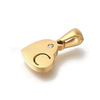 Подвески в форме сердца из нержавеющей стали 304 со стразами STAS-Z103-01G-03-1