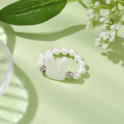 Растягивающиеся кольца с круглыми ракушками RJEW-JR00689-02-1