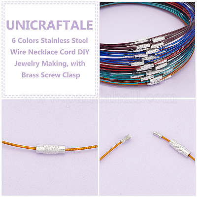 60 шт. 6-цветный шнур из нержавеющей стали для ожерелья TWIR-UN0001-13A-1
