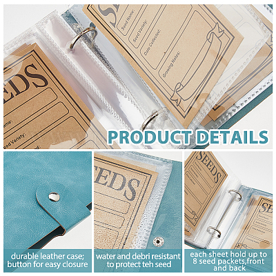5-дюймовый чехол из искусственной кожи органайзер для хранения семян сада альбом с 2 кольцами DIY-FH0009-80A-1