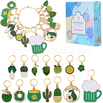 1 набор эмалевых маркеров для закрепления стежков в виде котла/пива/цветка HJEW-SC0001-57-1