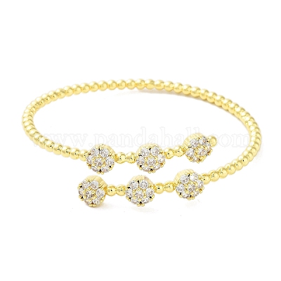 Латунь микро проложить кубического циркония манжеты браслеты BJEW-E095-07G-1