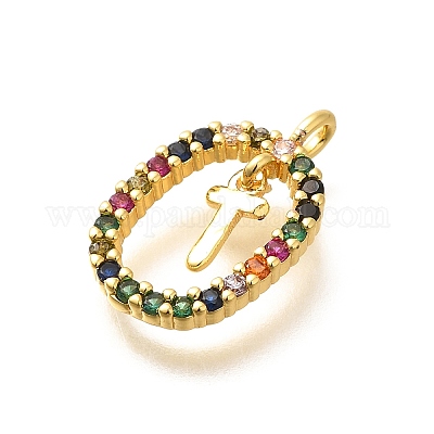 Латунные микро проложить кубического циркония подвески ZIRC-P123-01G-T02-1