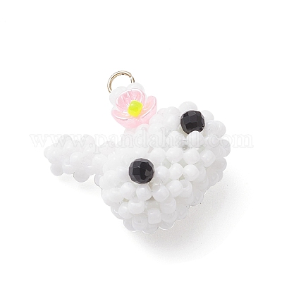 Подвески в виде кроликов из стеклянного бисера PALLOY-MZ00944-1