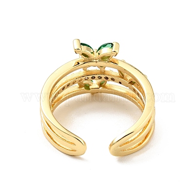 Открытое кольцо-манжета с кубическим цирконием и бабочкой RJEW-E046-18G-1