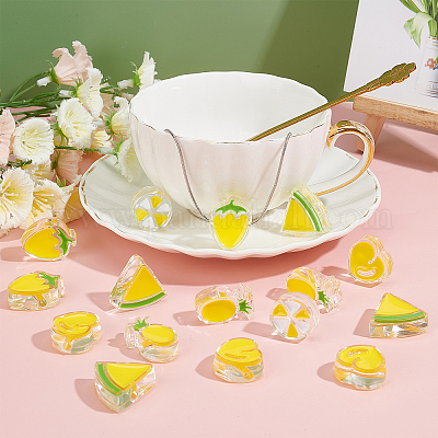 40шт 5 стильные прозрачные эмалевые акриловые бусины TACR-SC0001-10-1