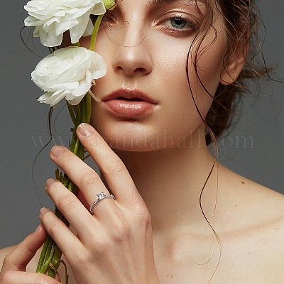 Серебряное кольцо на палец с 925 родиевым покрытием RJEW-C064-01C-P-1