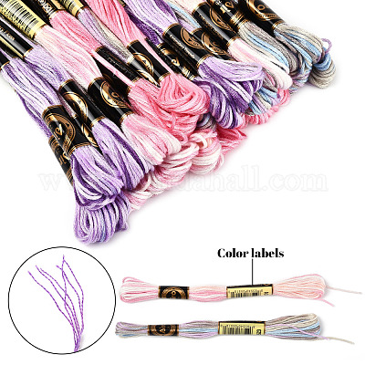 24 моток 4 цвета 6-слойная полиэфирная мулине для вышивания OCOR-FS0001-06-1