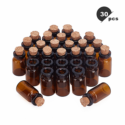 Benecreatガラス瓶  コルクプラグ付き  コラム  チョコレート  1.3x2.4cm  穴：0.6のCM  容量：1ml（0.03液量オンス） CON-BC0001-48-1