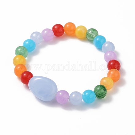 Радужные детские эластичные браслеты BJEW-JB05781-1